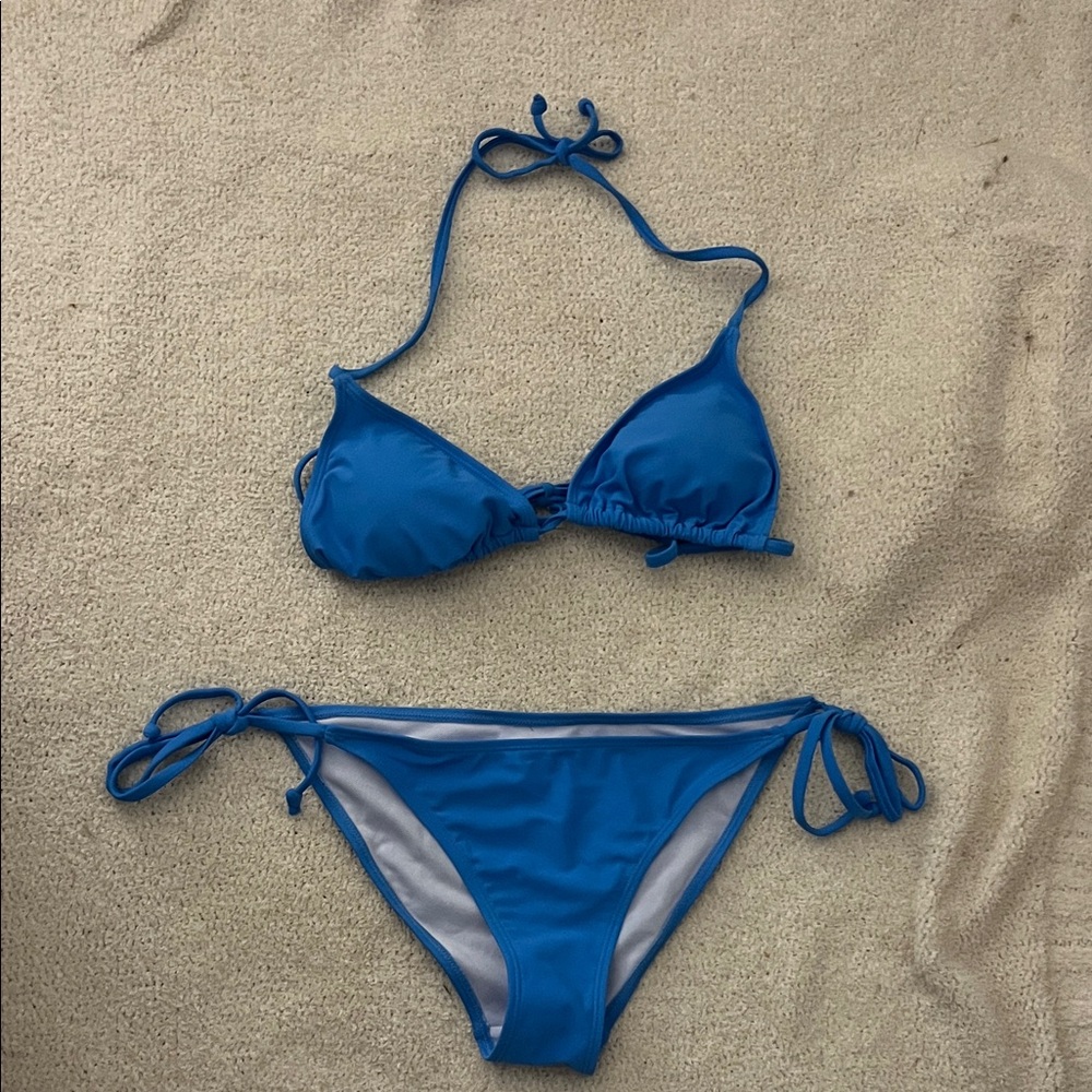 Blue Halter Bikini Set